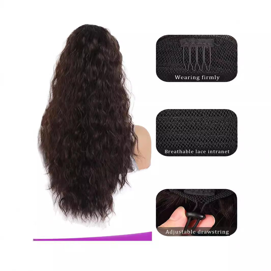  Big Wavy Long Hair Simulated Fluffy Corn Perm Ponytail
