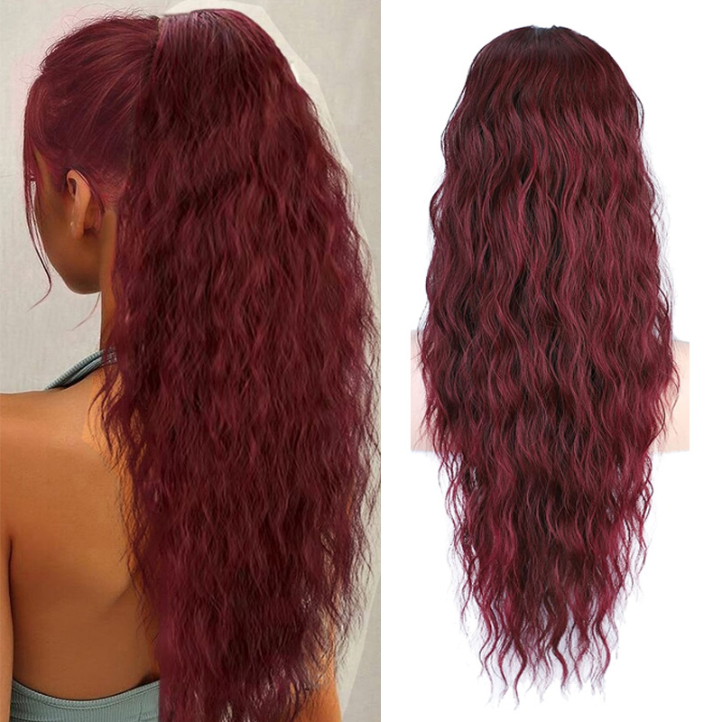  Big Wavy Long Hair Simulated Fluffy Corn Perm Ponytail