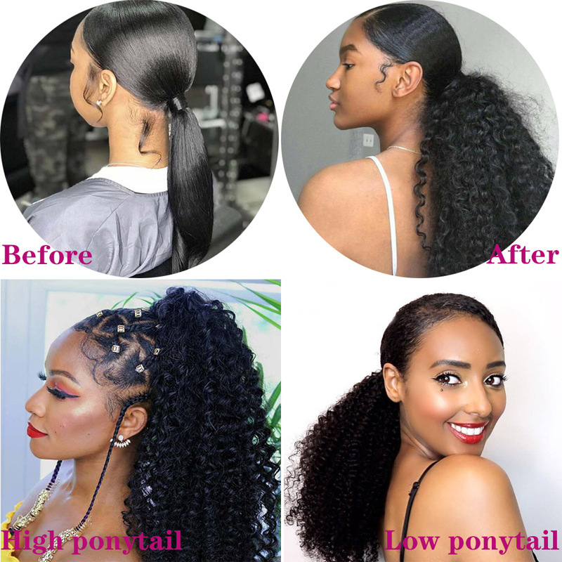 Curly and Fluffy Small Volume Gradient Natural Simulated Ponytail