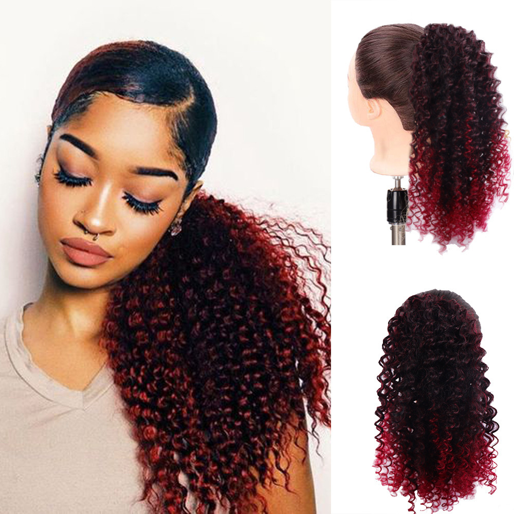 Curly and Fluffy Small Volume Gradient Natural Simulated Ponytail