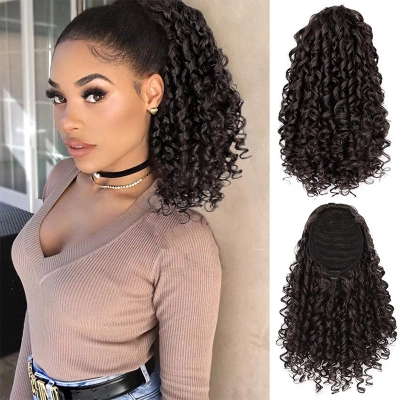 Curly and Fluffy Small Volume Gradient Natural Simulated Ponytail 01
