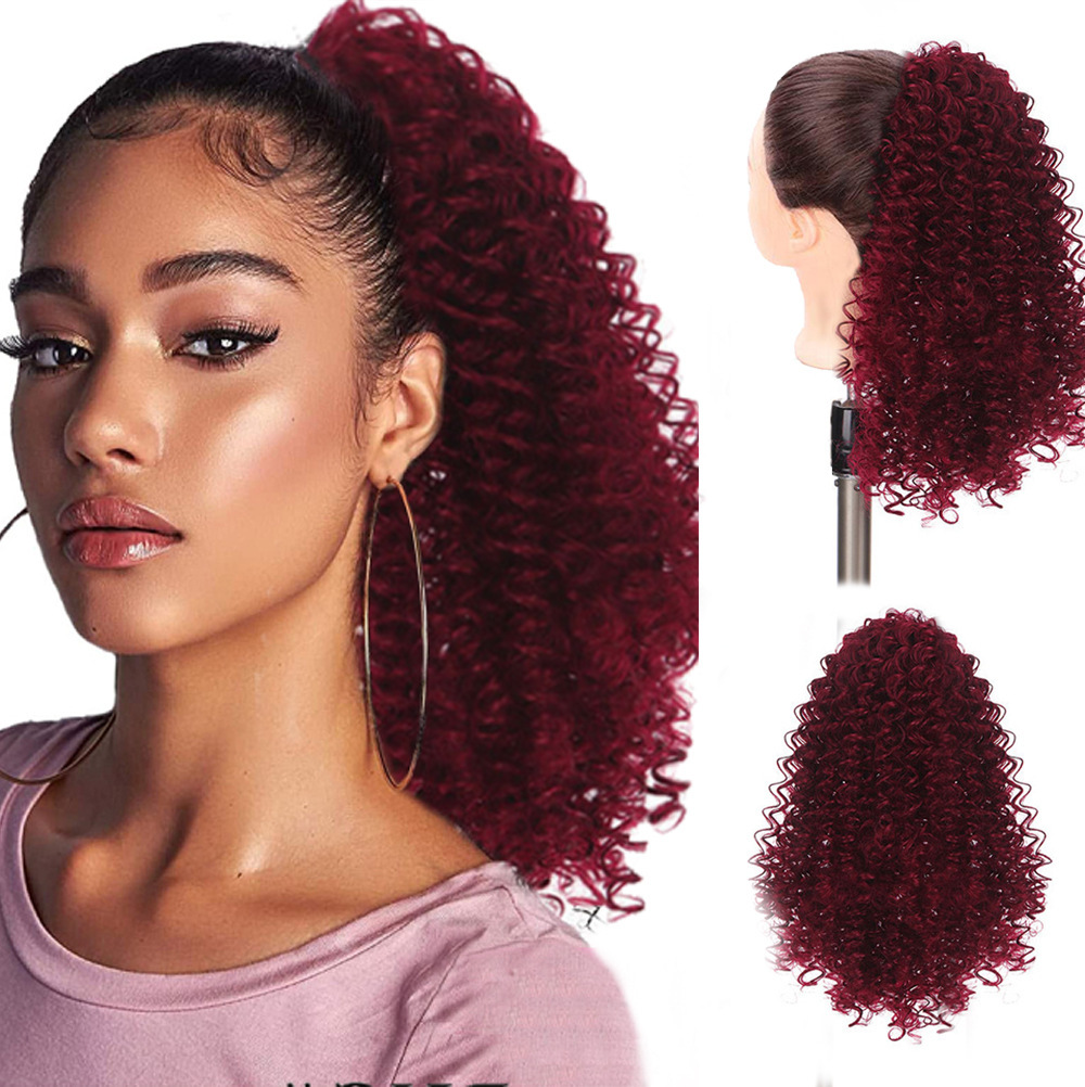 Curly and Fluffy Small Volume Gradient Natural Simulated Ponytail