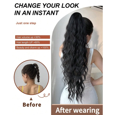 Natural Fluffy Long Hair Braid Fake Ponytail 02