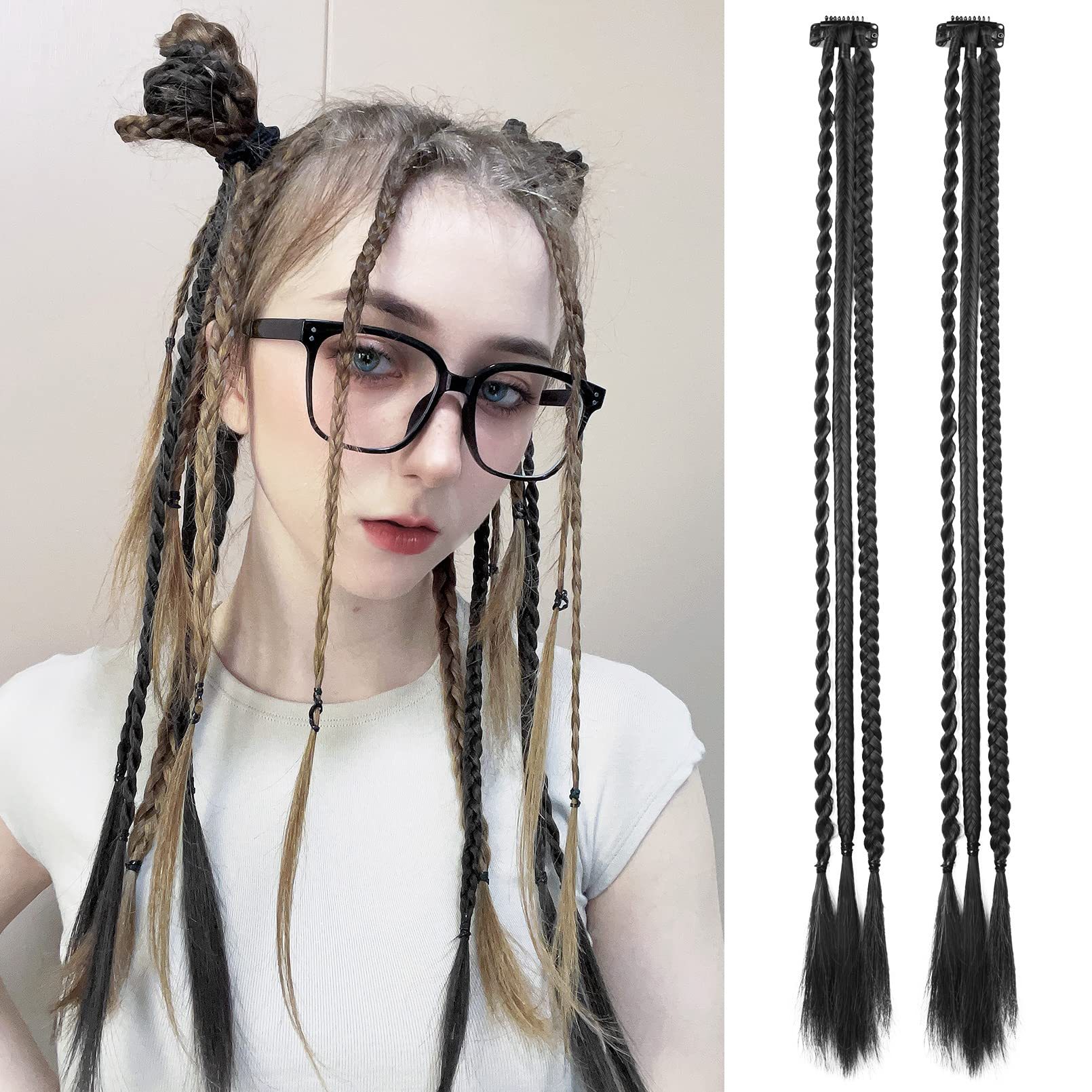 Natural simulated braids with fashionable and personalized water drop clips