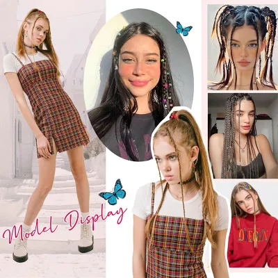 Natural simulated braids with fashionable and personalized water drop clips 02