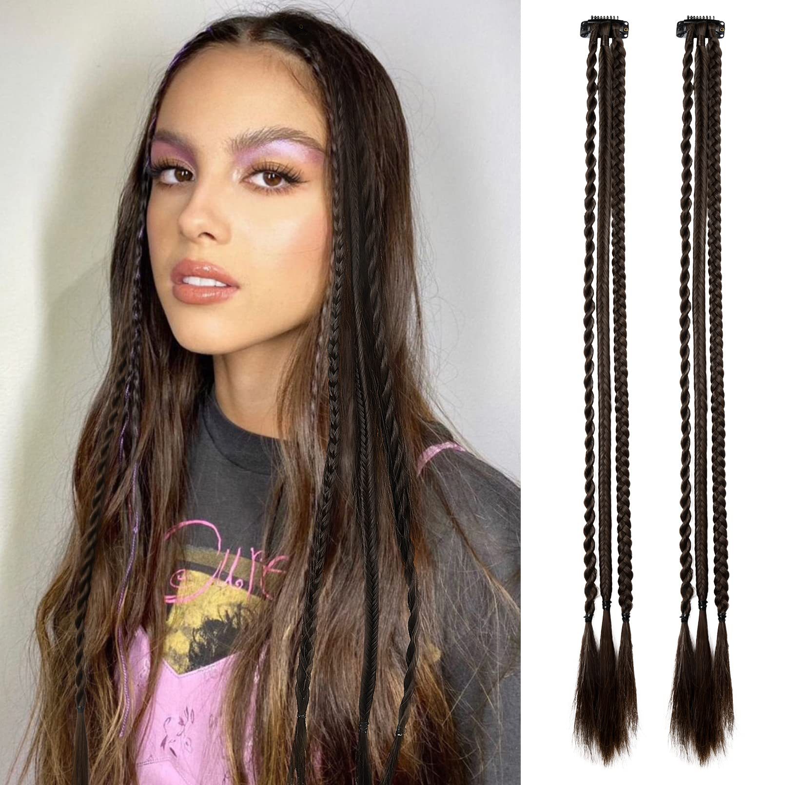 Natural simulated braids with fashionable and personalized water drop clips
