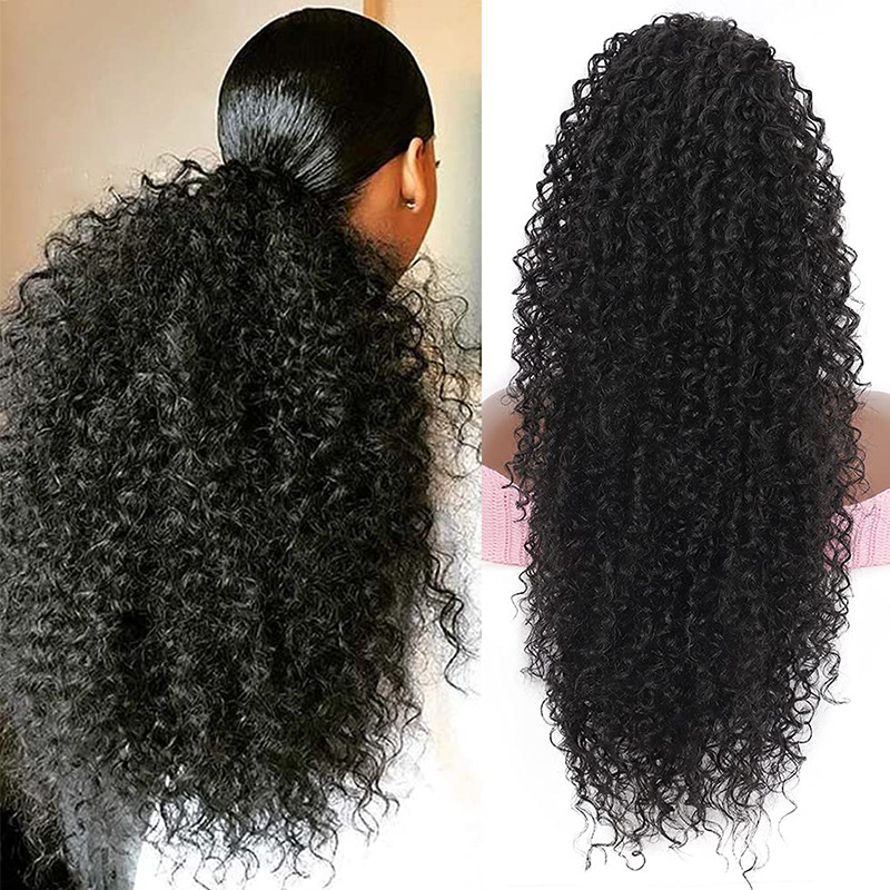Natural Simulated Fluffy Gradient Drawstring Elastic Ponytail