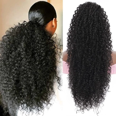 Natural Simulated Fluffy Gradient Drawstring Elastic Ponytail 01
