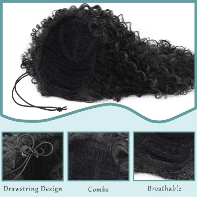 Natural Simulated Fluffy Gradient Drawstring Elastic Ponytail 02