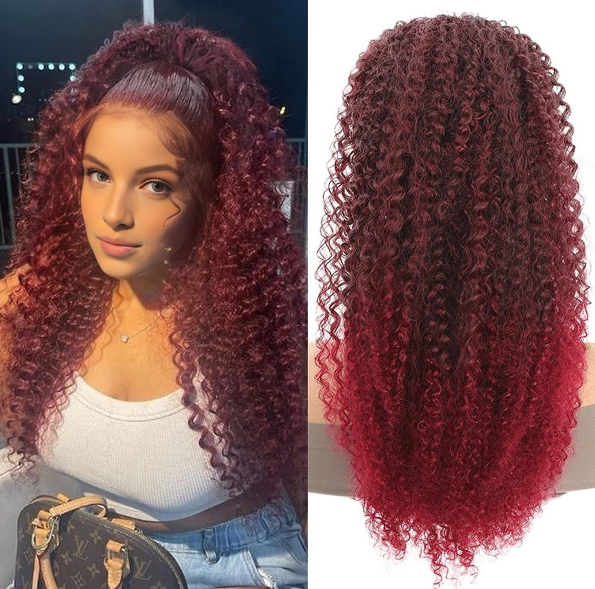 Natural Simulated Fluffy Gradient Drawstring Elastic Ponytail