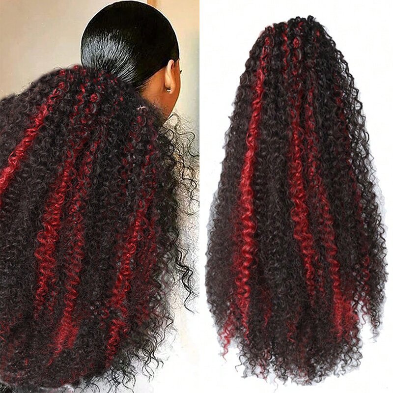 Natural Simulated Fluffy Gradient Drawstring Elastic Ponytail
