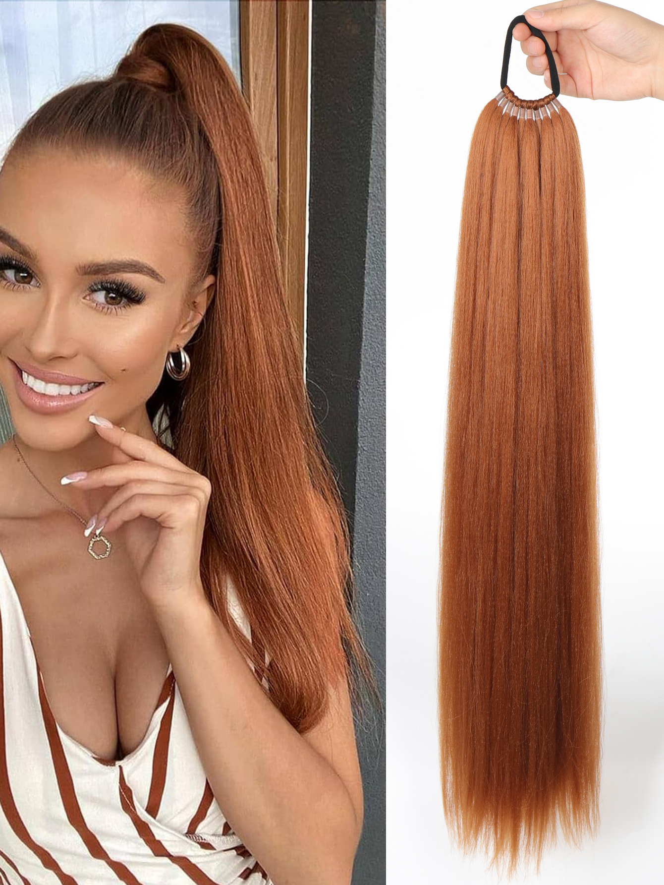 Ponytail Hair Extensions with High-temperature Silk Braids with Drapey Feel