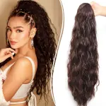 Fluffy and Elegant Drawstring Ponytail with Water Ripples