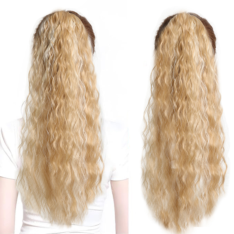 Fluffy and Elegant Drawstring Ponytail with Water Ripples