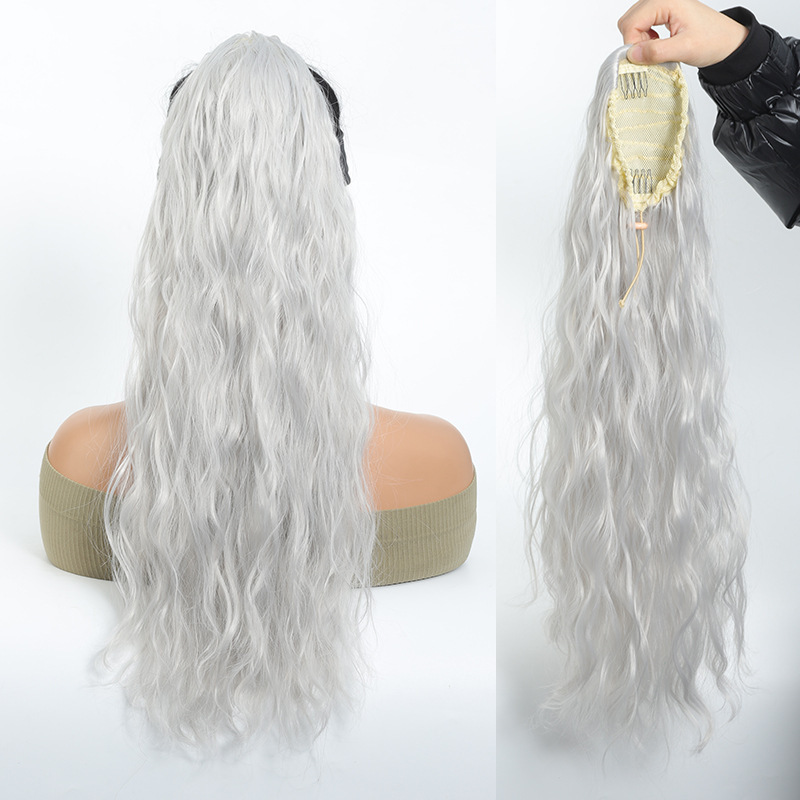 Fluffy and Elegant Drawstring Ponytail with Water Ripples