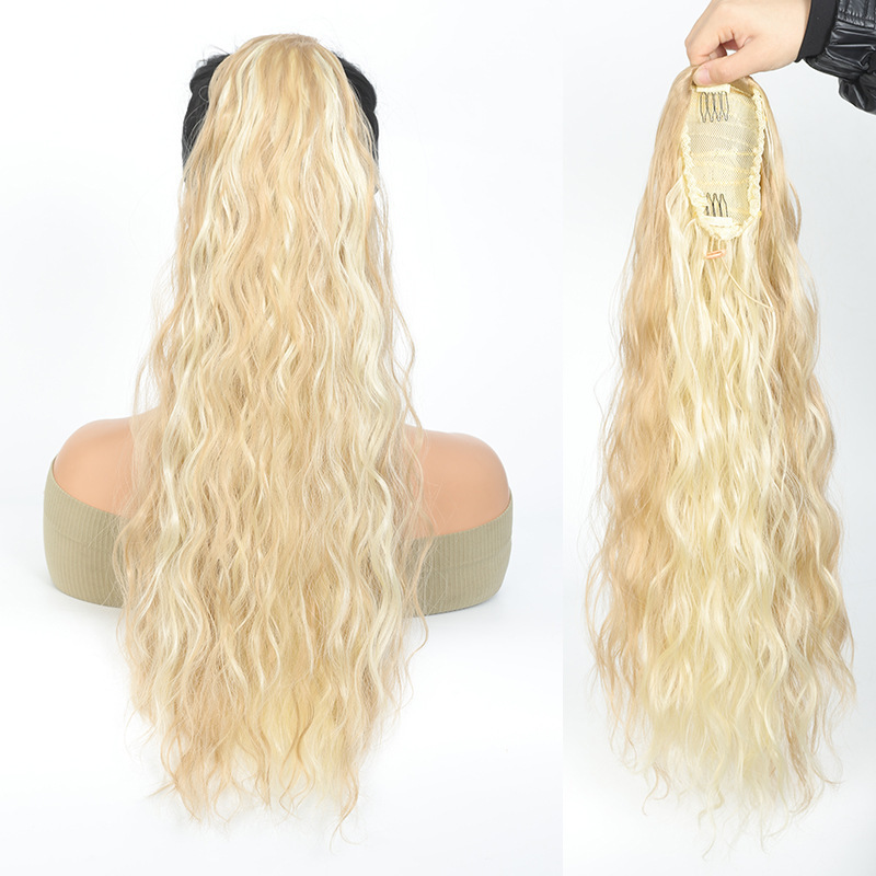 Fluffy and Elegant Drawstring Ponytail with Water Ripples