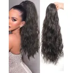 Fluffy and Elegant Drawstring Ponytail with Water Ripples
