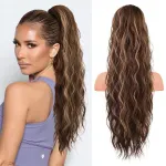 Fluffy and Elegant Drawstring Ponytail with Water Ripples