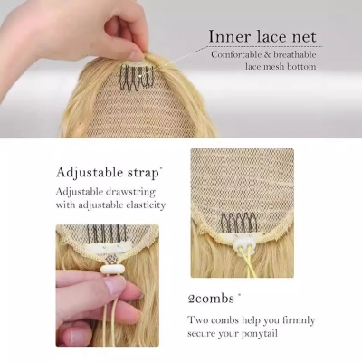 Fluffy and Elegant Drawstring Ponytail with Water Ripples 02