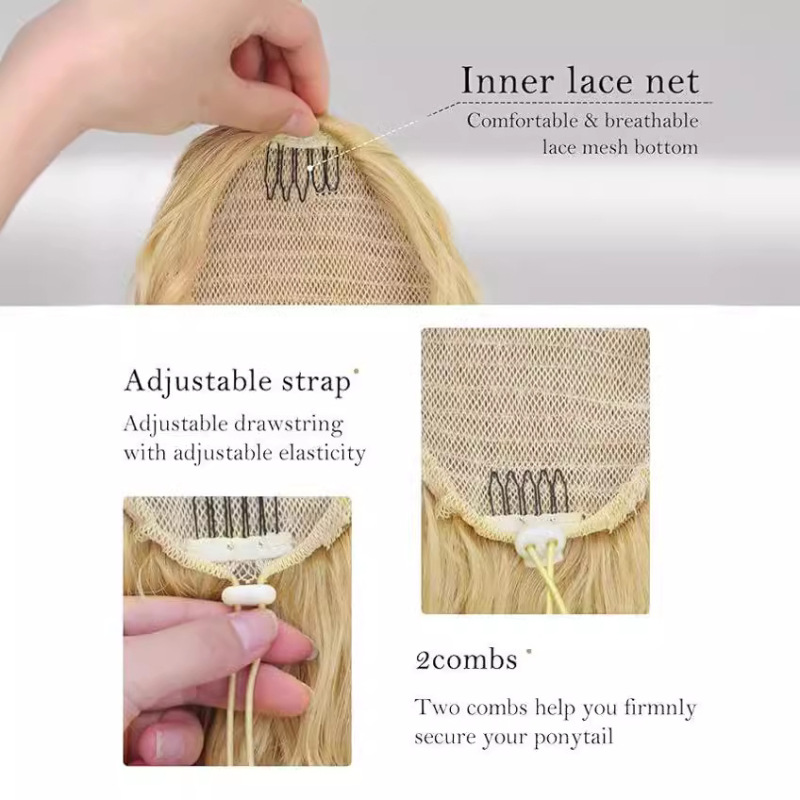 Fluffy and Elegant Drawstring Ponytail with Water Ripples