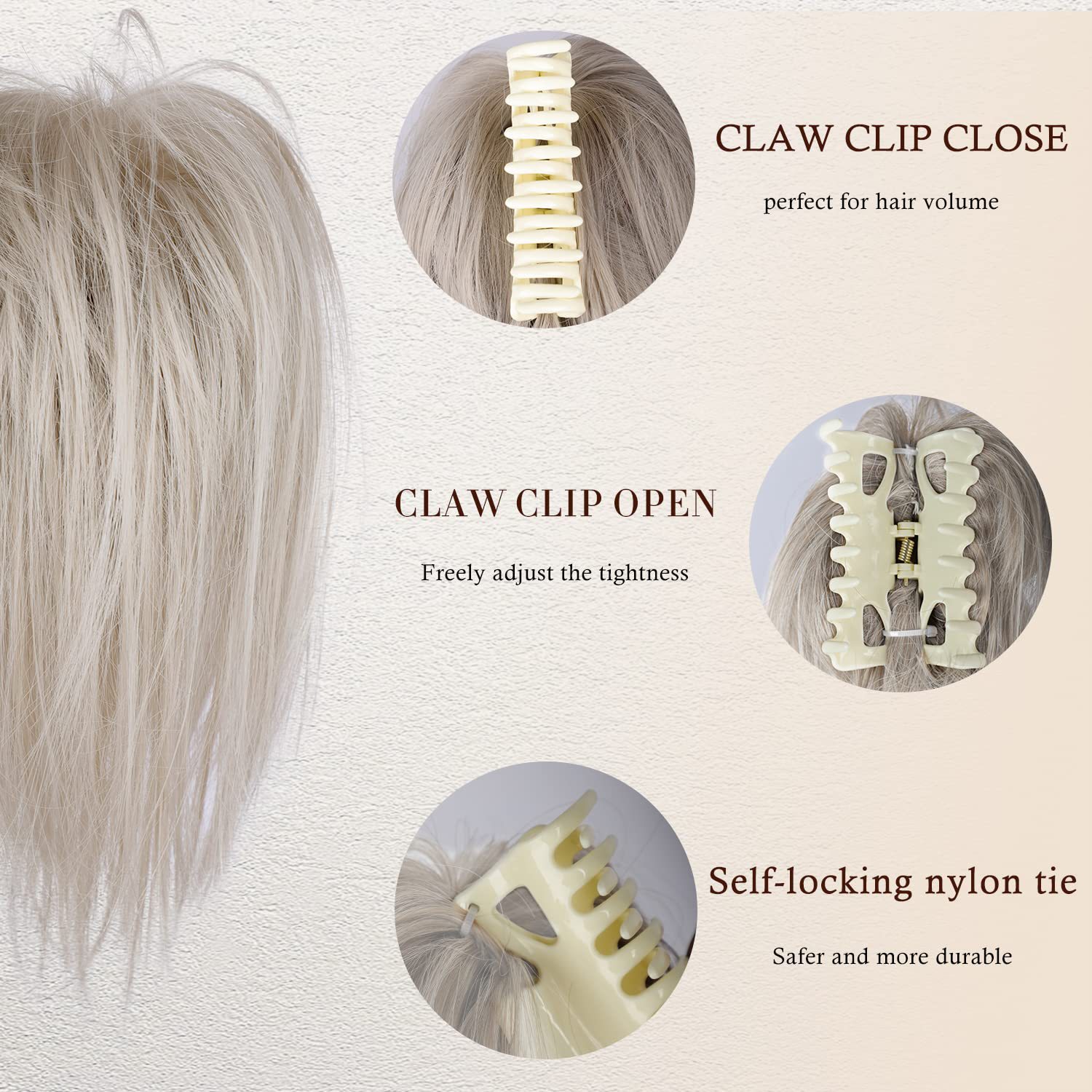 Fluffy Short Straight Hair Wig Ponytail Grabber