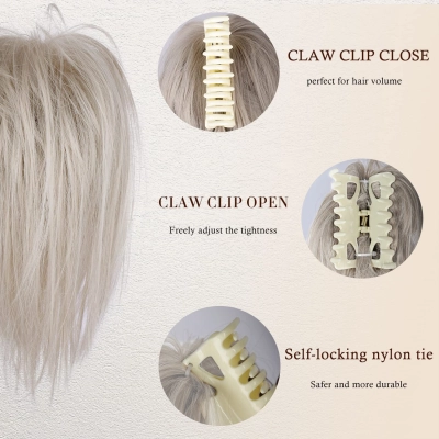 Fluffy Short Straight Hair Wig Ponytail Grabber 02