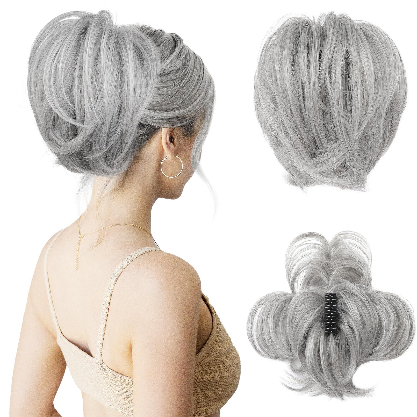 Fluffy Short Straight Hair Wig Ponytail Grabber