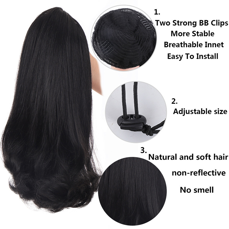 Natural Wig Drawstring Slightly Curly Ponytail