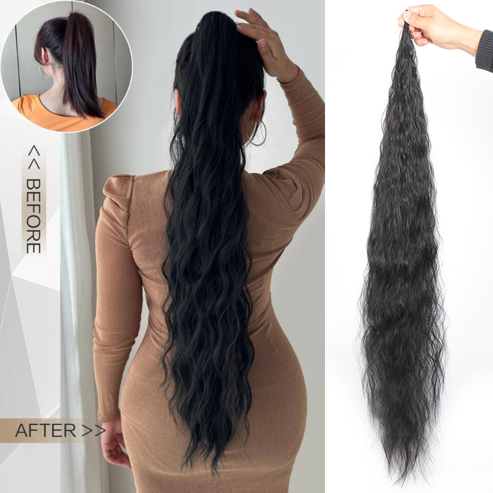 Wig Ponytail Cornrows Long Curly Ponytail
