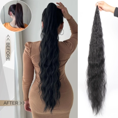 Wig Ponytail Cornrows Long Curly Ponytail 02