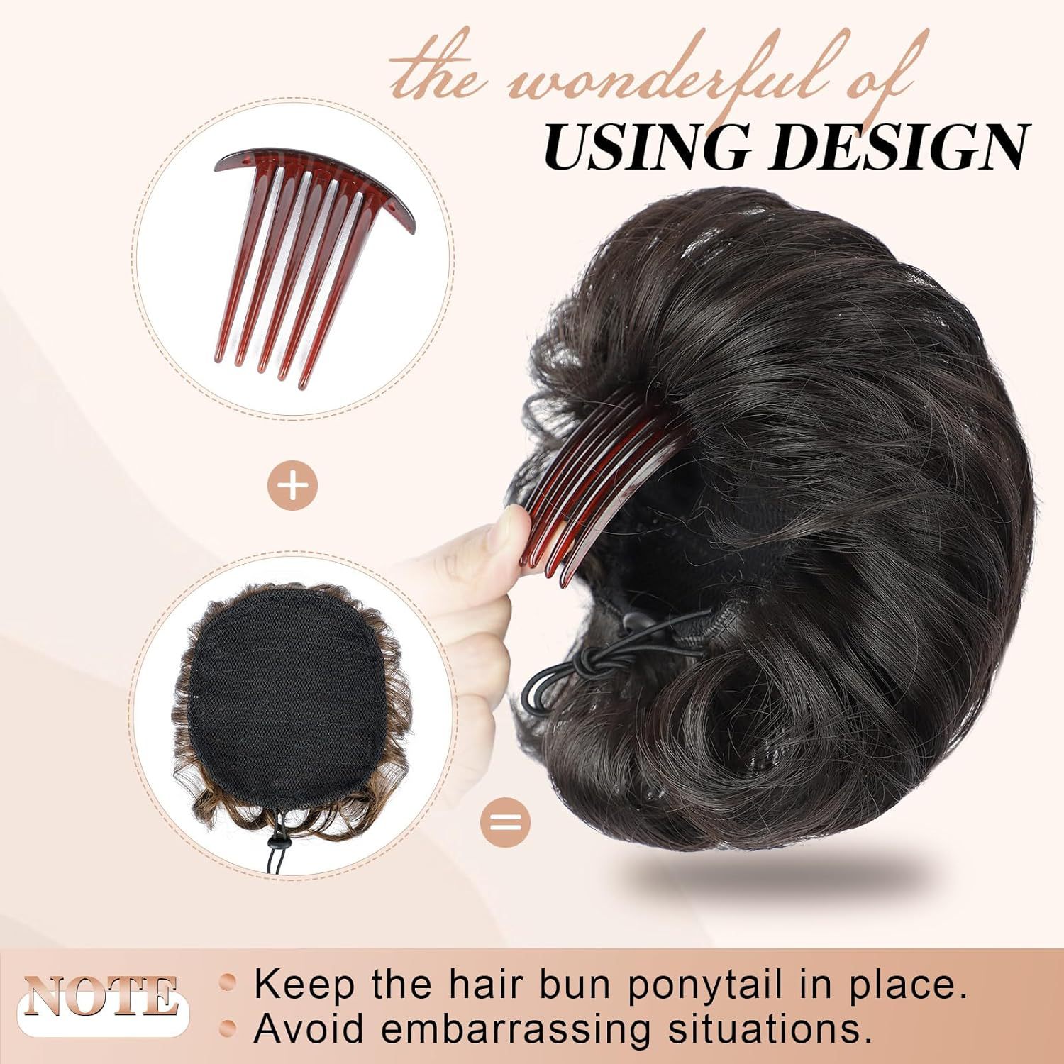 Women's Fluffy Curly Hair Comb Drawstring Bud Wig