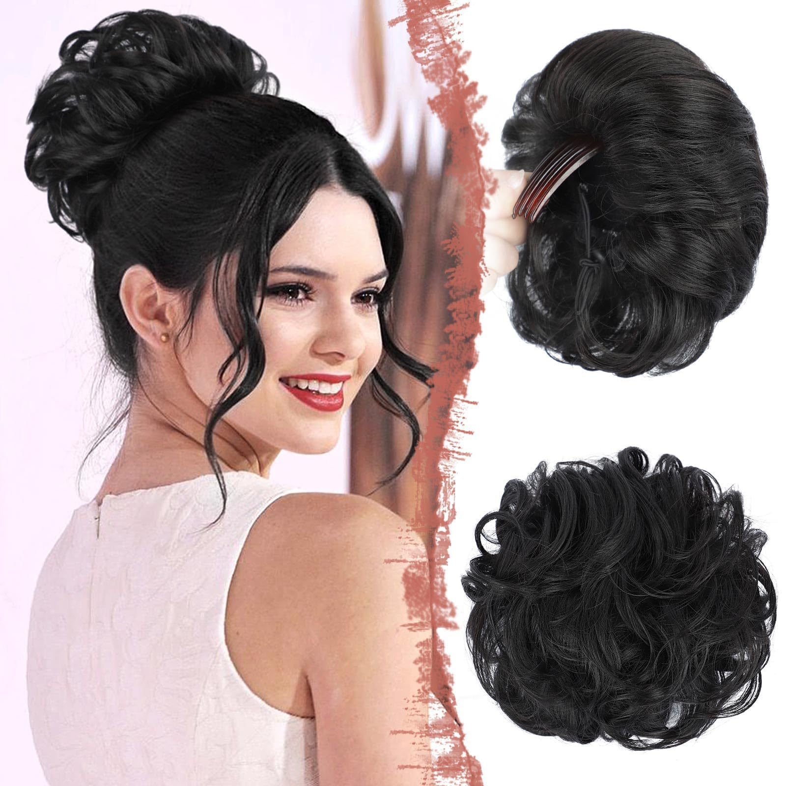 Women's Fluffy Curly Hair Comb Drawstring Bud Wig