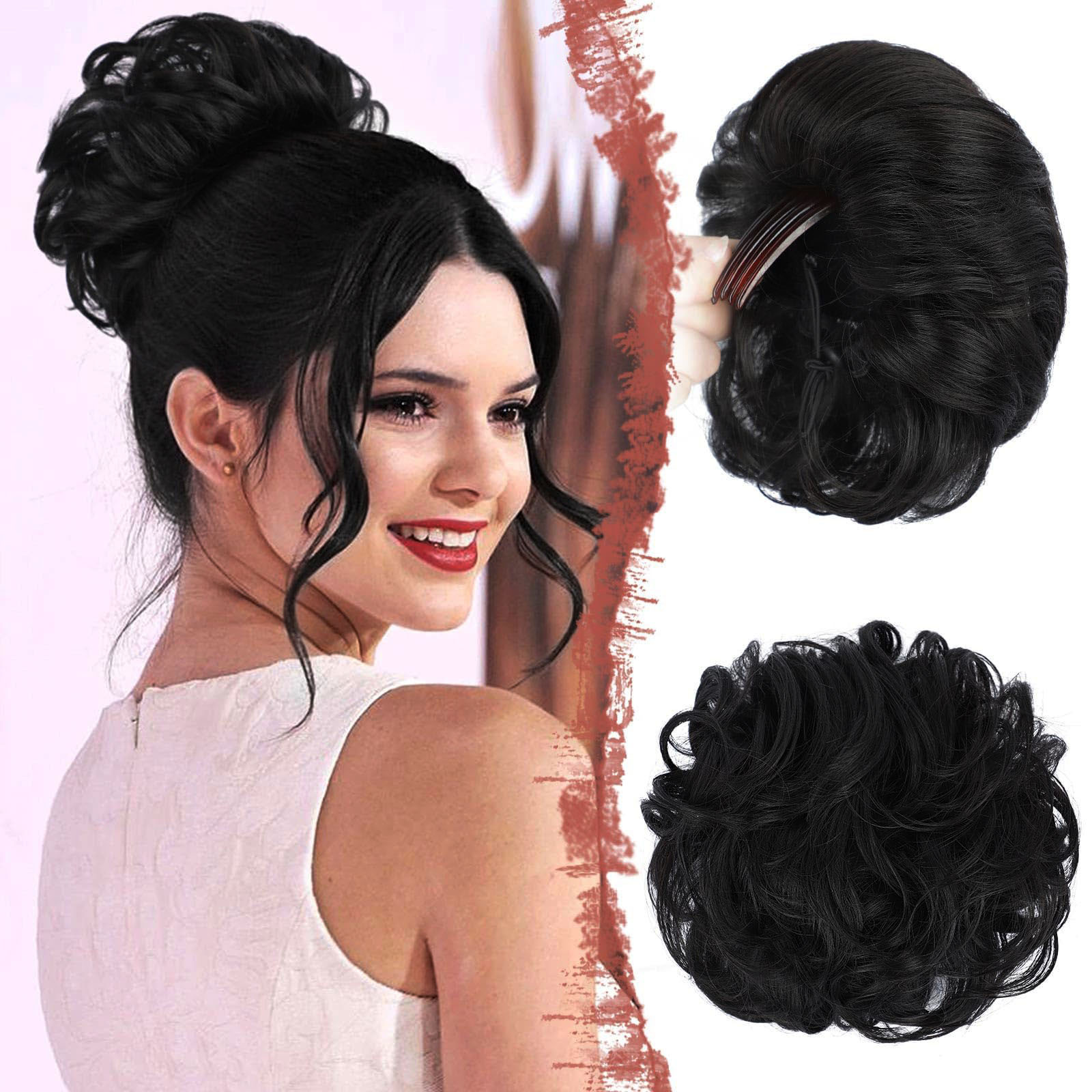 Women's Fluffy Curly Hair Comb Drawstring Bud Wig