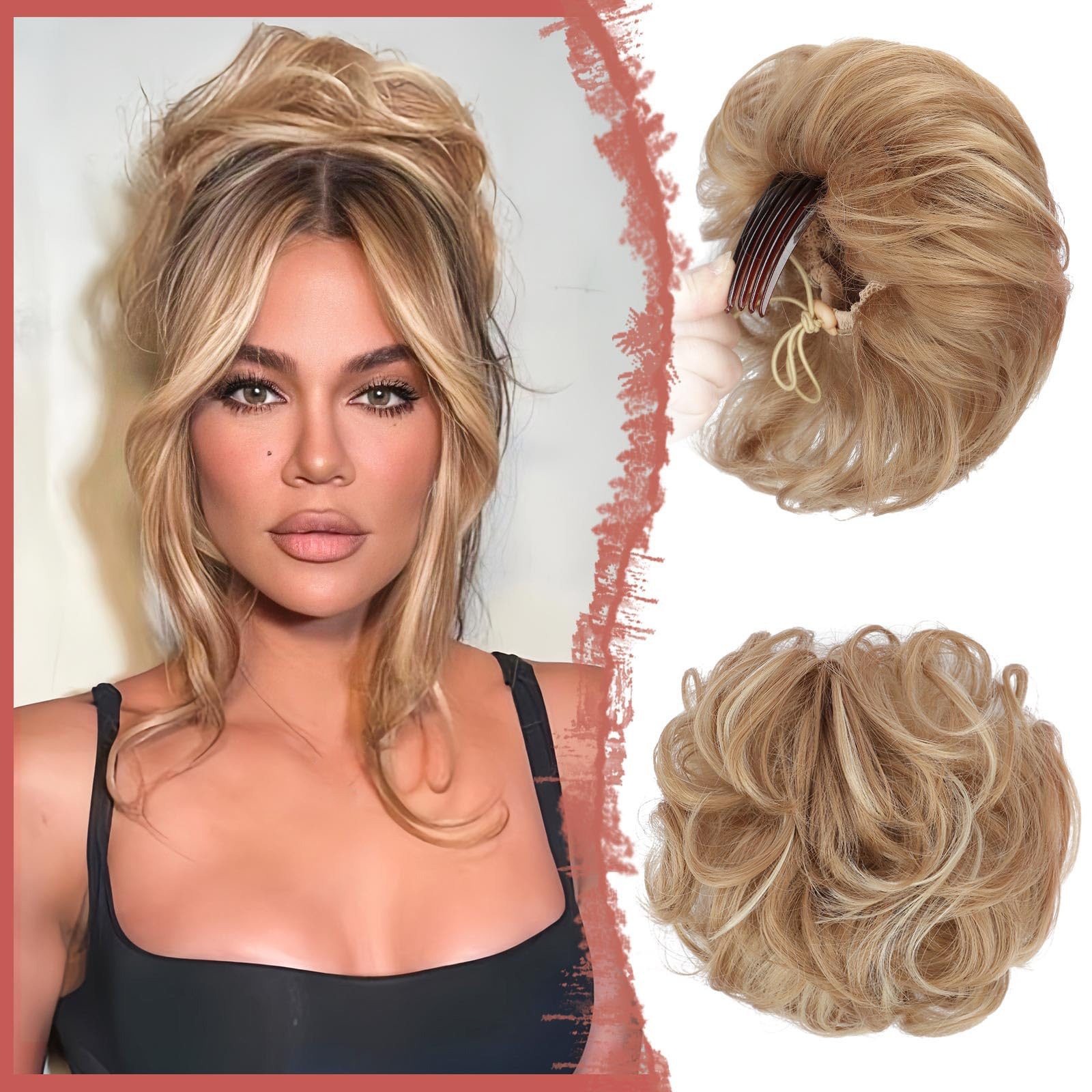 Women's Fluffy Curly Hair Comb Drawstring Bud Wig