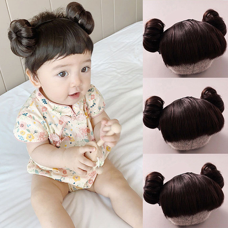 Baby Girl Fake Bangs Headband with Buds