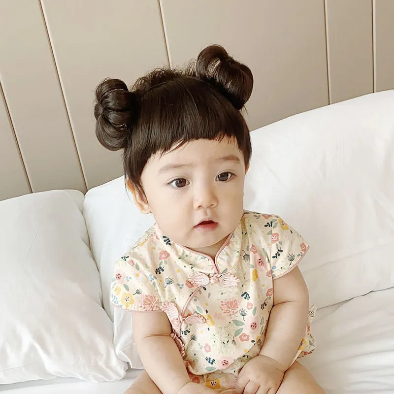 Baby Girl Fake Bangs Headband with Buds