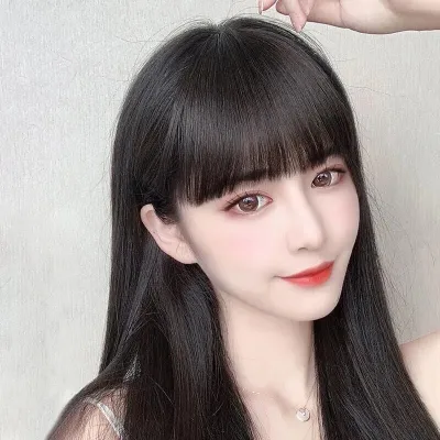 Natural High-temperature Silk Wig with Sideburns and Bangs 02