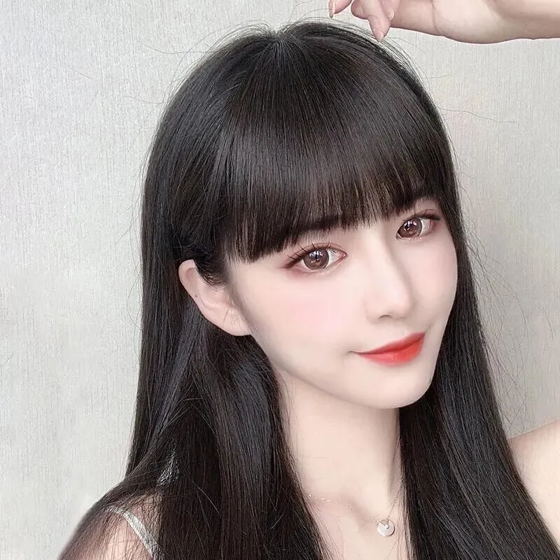 Natural High-temperature Silk Wig with Sideburns and Bangs