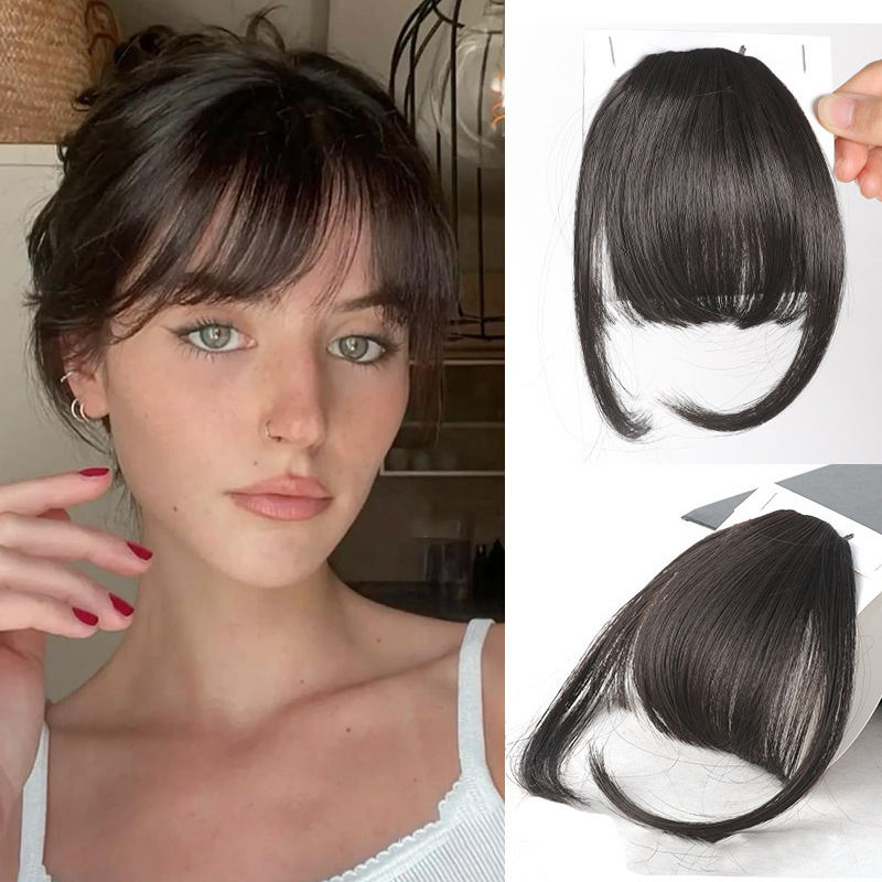Natural High-temperature Silk Wig with Sideburns and Bangs