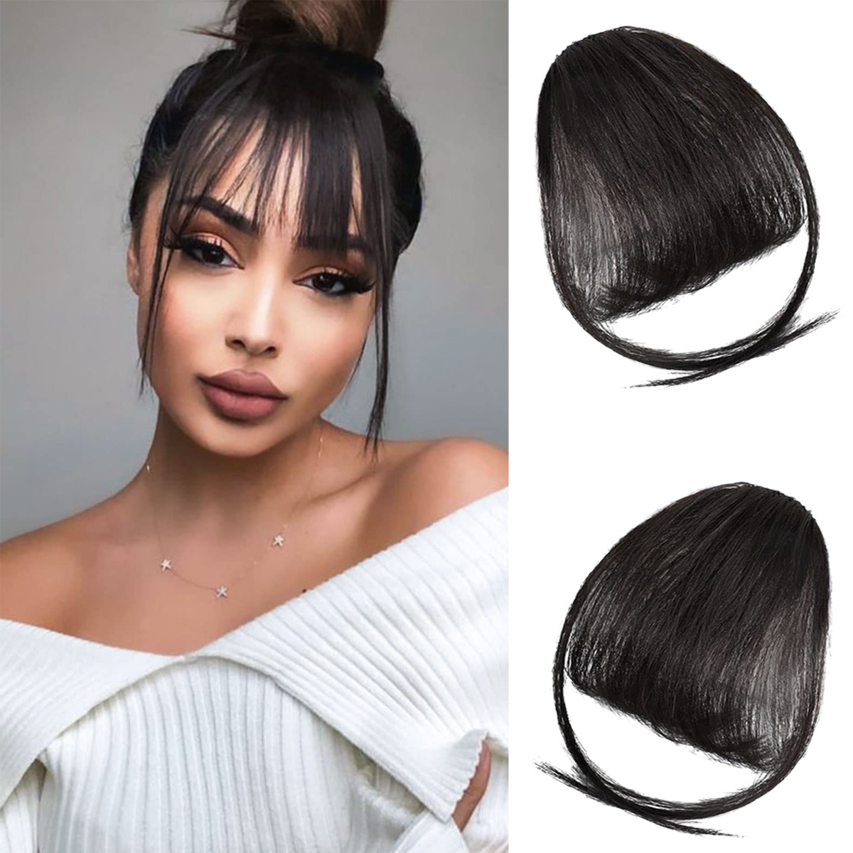 Natural High-temperature Silk Wig with Sideburns and Bangs