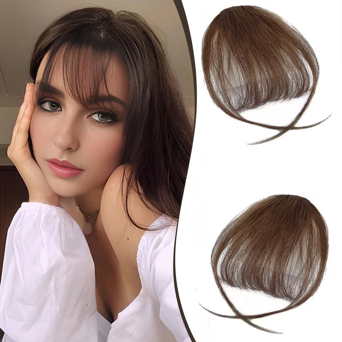 Natural High-temperature Silk Wig with Sideburns and Bangs