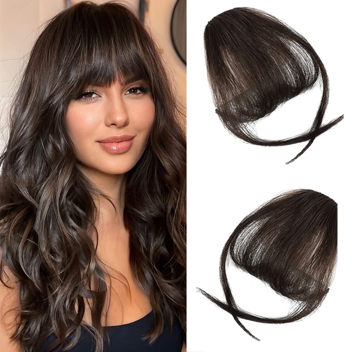 Natural High-temperature Silk Wig with Sideburns and Bangs