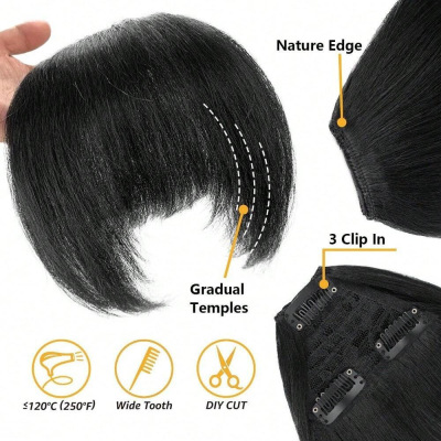 Thickened and Fluffy Bangs Three-card Replacement Hair Piece 01