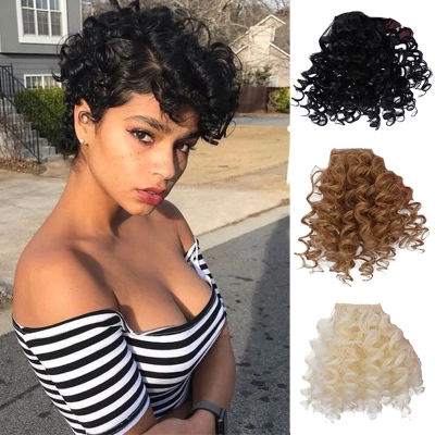 Wool Curly Bangs Natural Simulated Curly and Fluffy Hair Extensions 01