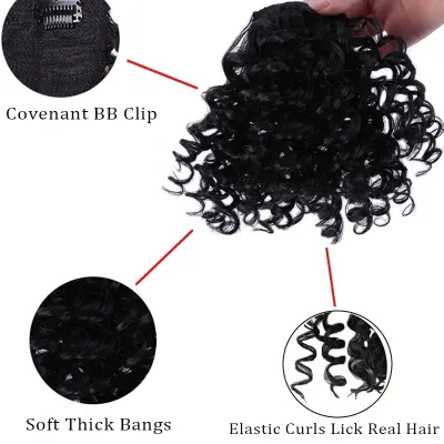 Wool Curly Bangs Natural Simulated Curly and Fluffy Hair Extensions 02