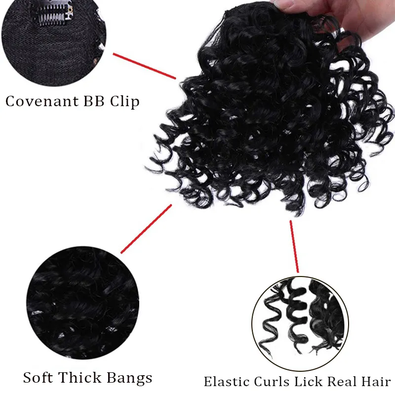 Wool Curly Bangs Natural Simulated Curly and Fluffy Hair Extensions