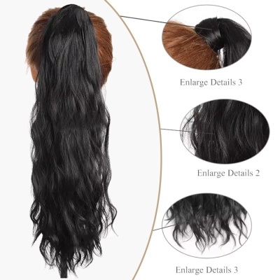 20-inch Winding Water Ripple Fluffy Natural Simulated Ponytail 02