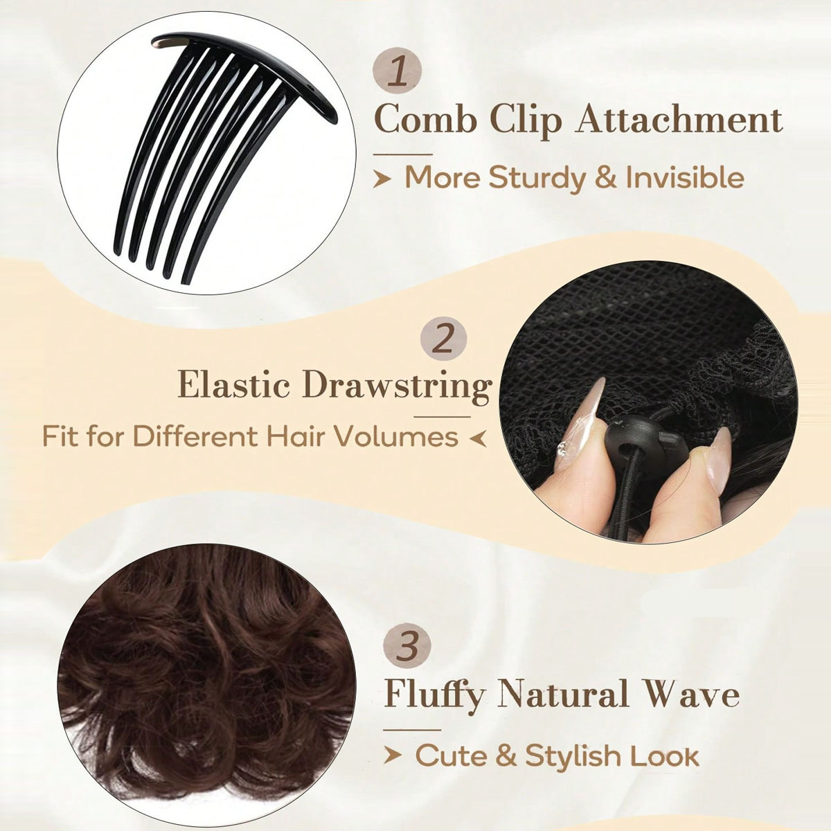 Fluffy Drawstring Natural Simulated Chemical Fiber Synthetic Hair Extensions