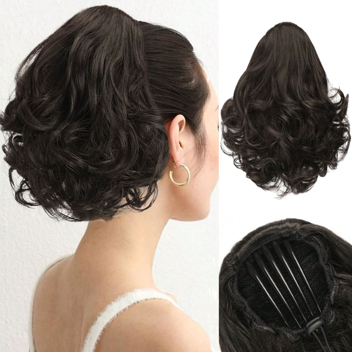 Fluffy Drawstring Natural Simulated Chemical Fiber Synthetic Hair Extensions