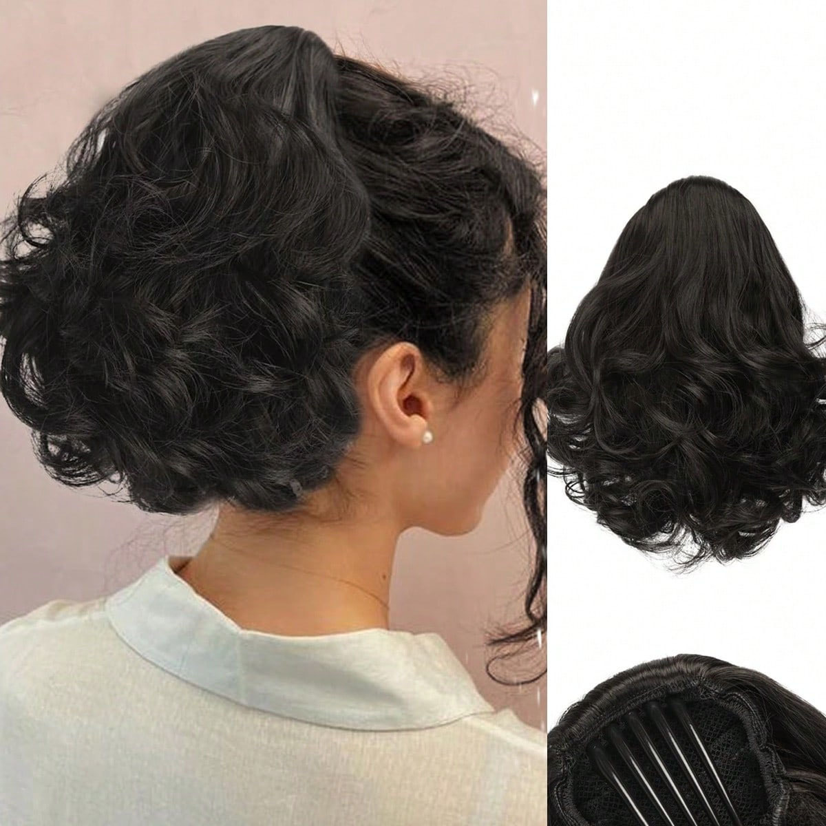 Fluffy Drawstring Natural Simulated Chemical Fiber Synthetic Hair Extensions